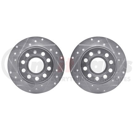 7002-74042 by DYNAMIC FRICTION COMPANY - Brake Rotors - Drilled & Slotted - Silver