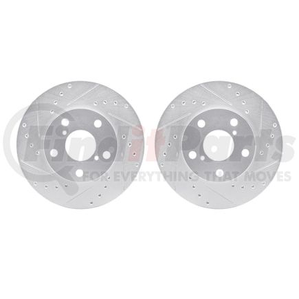 7002-75019 by DYNAMIC FRICTION COMPANY - Brake Rotors - Drilled & Slotted - Silver