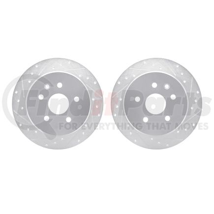 7002-75025 by DYNAMIC FRICTION COMPANY - Brake Rotors - Drilled & Slotted - Silver