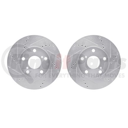 7002-76007 by DYNAMIC FRICTION COMPANY - Brake Rotors - Drilled & Slotted - Silver