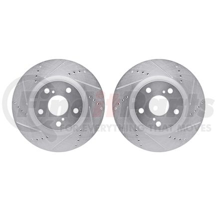 7002-76010 by DYNAMIC FRICTION COMPANY - Brake Rotors - Drilled & Slotted - Silver