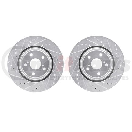 7002-76019 by DYNAMIC FRICTION COMPANY - Brake Rotors - Drilled & Slotted - Silver