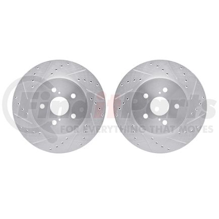 7002-76020 by DYNAMIC FRICTION COMPANY - Brake Rotors - Drilled & Slotted - Silver