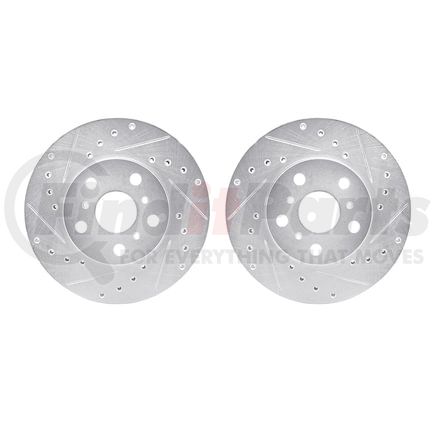 7002-76032 by DYNAMIC FRICTION COMPANY - Brake Rotors - Drilled & Slotted - Silver