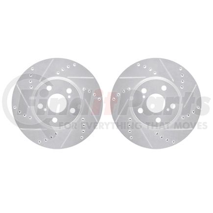 7002-76022 by DYNAMIC FRICTION COMPANY - Brake Rotors - Drilled & Slotted - Silver