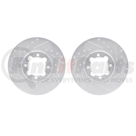 7002-76037 by DYNAMIC FRICTION COMPANY - Brake Rotors - Drilled & Slotted - Silver