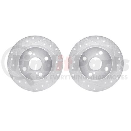 7002-76103 by DYNAMIC FRICTION COMPANY - Brake Rotors - Drilled & Slotted - Silver