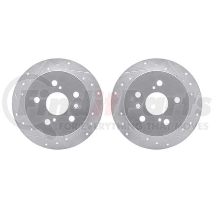 7002-76108 by DYNAMIC FRICTION COMPANY - Brake Rotors - Drilled & Slotted - Silver