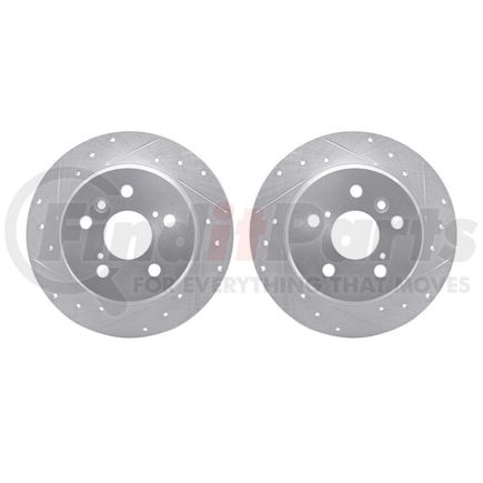 7002-76117 by DYNAMIC FRICTION COMPANY - Brake Rotors - Drilled & Slotted - Silver