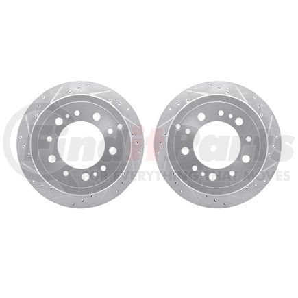 7002-76115 by DYNAMIC FRICTION COMPANY - Brake Rotors - Drilled & Slotted - Silver