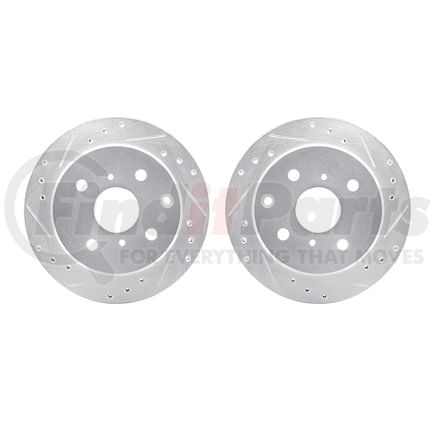 7002-76136 by DYNAMIC FRICTION COMPANY - Brake Rotors - Drilled & Slotted - Silver