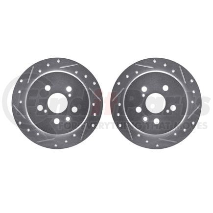7002-76130 by DYNAMIC FRICTION COMPANY - Brake Rotors - Drilled & Slotted - Silver