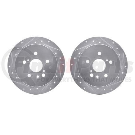 7002-76148 by DYNAMIC FRICTION COMPANY - Brake Rotors - Drilled & Slotted - Silver
