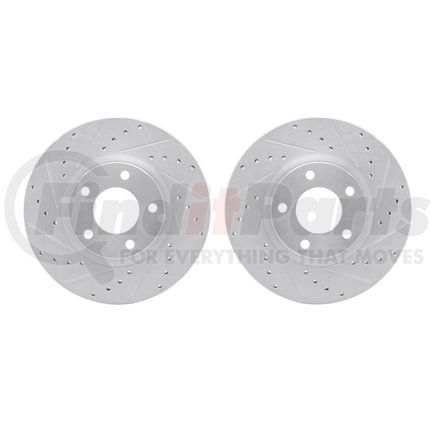 7002-80007 by DYNAMIC FRICTION COMPANY - Brake Rotors - Drilled & Slotted - Silver