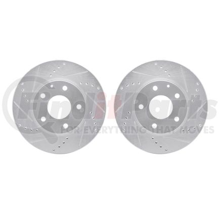 7002-80009 by DYNAMIC FRICTION COMPANY - Brake Rotors - Drilled & Slotted - Silver