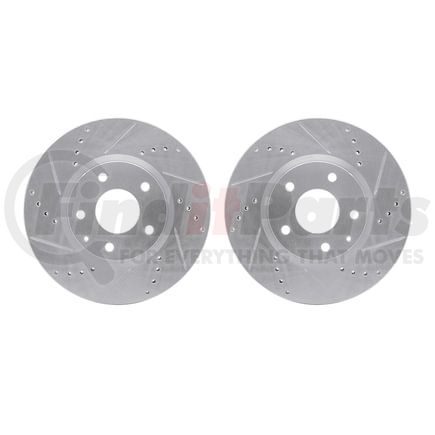 7002-80015 by DYNAMIC FRICTION COMPANY - Brake Rotors - Drilled & Slotted - Silver