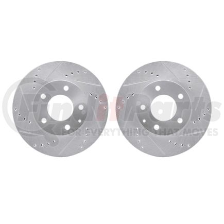 7002-80036 by DYNAMIC FRICTION COMPANY - Brake Rotors - Drilled & Slotted - Silver