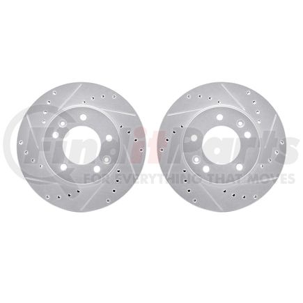 7002-80048 by DYNAMIC FRICTION COMPANY - Brake Rotors - Drilled & Slotted - Silver