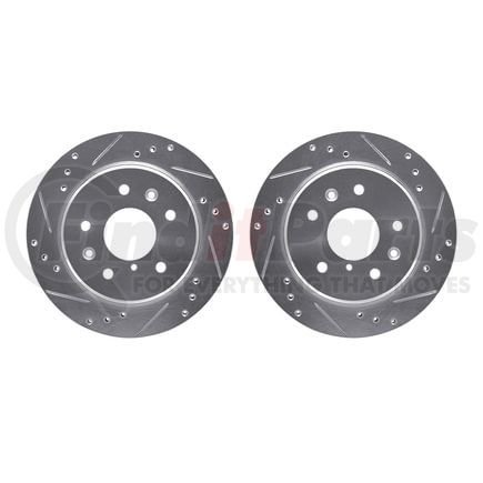 7002-80080 by DYNAMIC FRICTION COMPANY - Brake Rotors - Drilled & Slotted - Silver