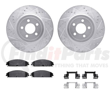 7212-39033 by DYNAMIC FRICTION COMPANY - Brake Rotor - Drilled & Slotted - Silver- HD Brake Pad - Hardware