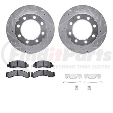 7212-40115 by DYNAMIC FRICTION COMPANY - Brake Rotor - Drilled & Slotted - Silver- HD Brake Pad - Hardware