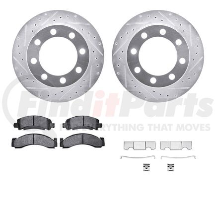 7212-40134 by DYNAMIC FRICTION COMPANY - Brake Rotor - Drilled & Slotted - Silver- HD Brake Pad - Hardware