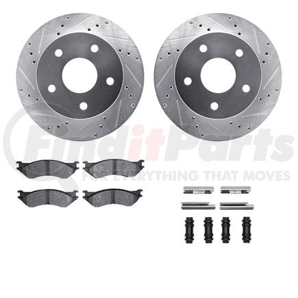 7212-40160 by DYNAMIC FRICTION COMPANY - Brake Rotor - Drilled & Slotted - Silver- HD Brake Pad - Hardware