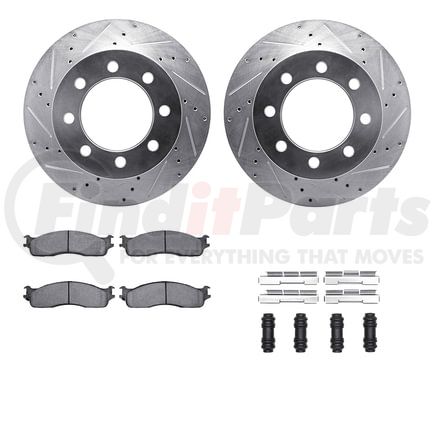 7212-40171 by DYNAMIC FRICTION COMPANY - Brake Rotor - Drilled & Slotted - Silver- HD Brake Pad - Hardware