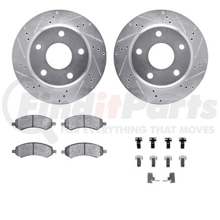 7212-40175 by DYNAMIC FRICTION COMPANY - Brake Rotor - Drilled & Slotted - Silver- HD Brake Pad - Hardware