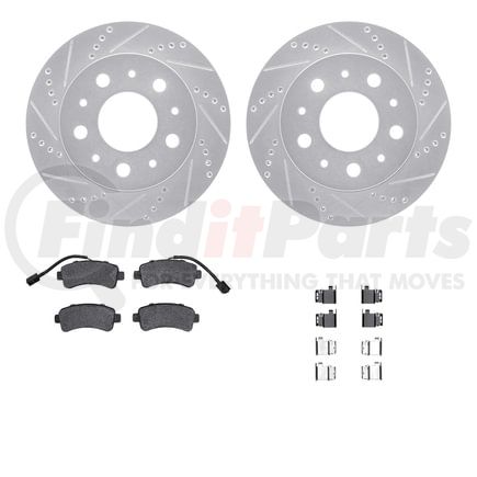 7212-40192 by DYNAMIC FRICTION COMPANY - Brake Rotor - Drilled & Slotted - Silver- HD Brake Pad - Hardware