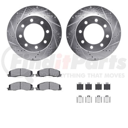 7212-40183 by DYNAMIC FRICTION COMPANY - Brake Rotor - Drilled & Slotted - Silver- HD Brake Pad - Hardware