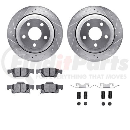 7212-42003 by DYNAMIC FRICTION COMPANY - Brake Rotor - Drilled & Slotted - Silver- HD Brake Pad - Hardware