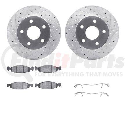 7212-42095 by DYNAMIC FRICTION COMPANY - Brake Rotor - Drilled & Slotted - Silver- HD Brake Pad - Hardware