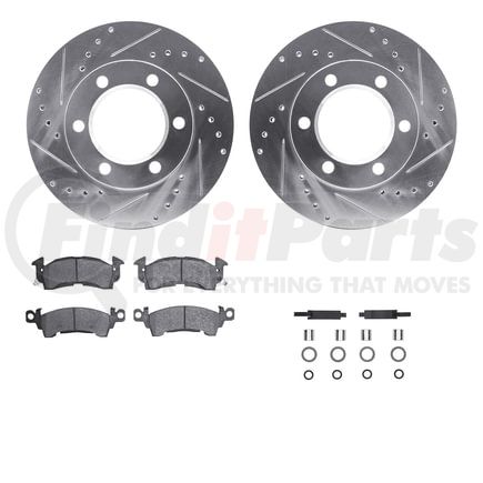 7212-42106 by DYNAMIC FRICTION COMPANY - Brake Rotor - Drilled & Slotted - Silver- HD Brake Pad - Hardware