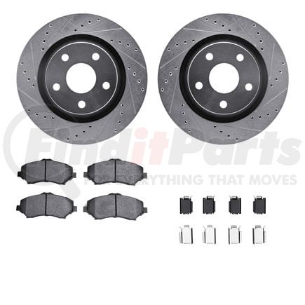 7212-42109 by DYNAMIC FRICTION COMPANY - Brake Rotor - Drilled & Slotted - Silver- HD Brake Pad - Hardware