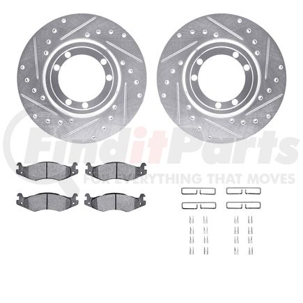 7212-44001 by DYNAMIC FRICTION COMPANY - Brake Rotor - Drilled & Slotted - Silver- HD Brake Pad - Hardware