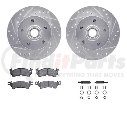 7212-47011 by DYNAMIC FRICTION COMPANY - Brake Rotor - Drilled & Slotted - Silver- HD Brake Pad - Hardware