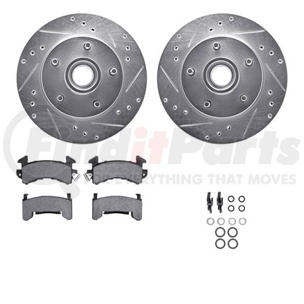 7212-47029 by DYNAMIC FRICTION COMPANY - Brake Rotor - Drilled & Slotted - Silver- HD Brake Pad - Hardware