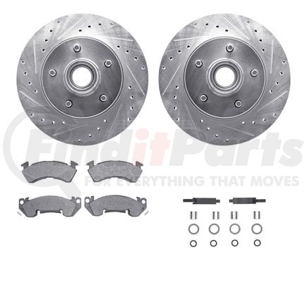 7212-47098 by DYNAMIC FRICTION COMPANY - Brake Rotor - Drilled & Slotted - Silver- HD Brake Pad - Hardware