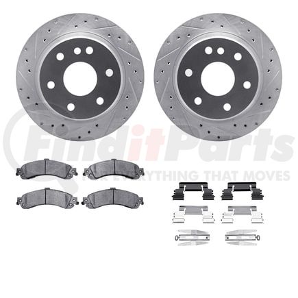 7212-48014 by DYNAMIC FRICTION COMPANY - Brake Rotor - Drilled & Slotted - Silver- HD Brake Pad - Hardware