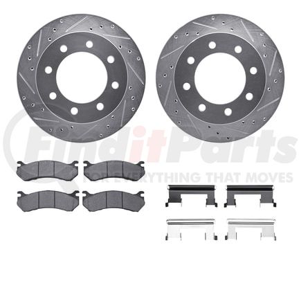 7212-48012 by DYNAMIC FRICTION COMPANY - Brake Rotor - Drilled & Slotted - Silver- HD Brake Pad - Hardware