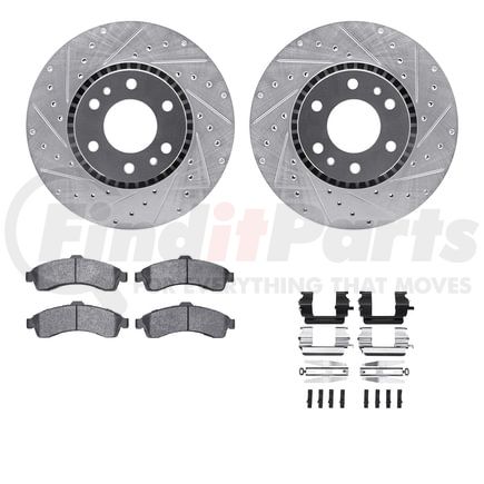 7212-48020 by DYNAMIC FRICTION COMPANY - Brake Rotor - Drilled & Slotted - Silver- HD Brake Pad - Hardware