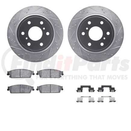 7212-48027 by DYNAMIC FRICTION COMPANY - Brake Rotor - Drilled & Slotted - Silver- HD Brake Pad - Hardware