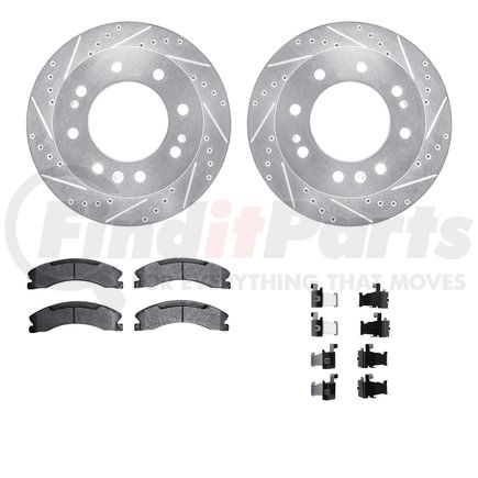 7212-48029 by DYNAMIC FRICTION COMPANY - Brake Rotor - Drilled & Slotted - Silver- HD Brake Pad - Hardware