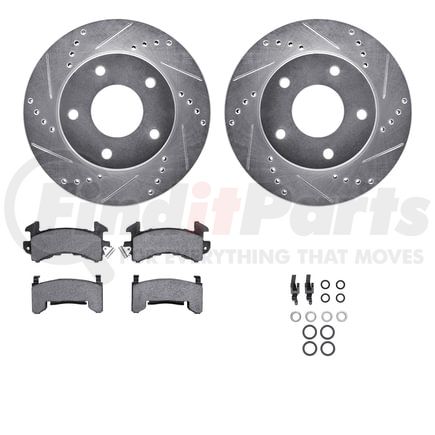 7212-48053 by DYNAMIC FRICTION COMPANY - Brake Rotor - Drilled & Slotted - Silver- HD Brake Pad - Hardware