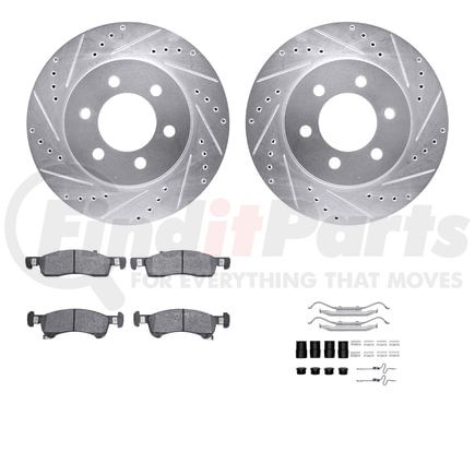 7212-48080 by DYNAMIC FRICTION COMPANY - Brake Rotor - Drilled & Slotted - Silver- HD Brake Pad - Hardware