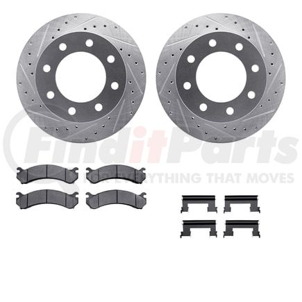 7212-48122 by DYNAMIC FRICTION COMPANY - Brake Rotor - Drilled & Slotted - Silver- HD Brake Pad - Hardware