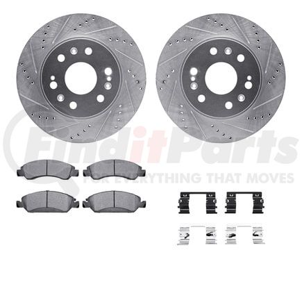 7212-48143 by DYNAMIC FRICTION COMPANY - Brake Rotor - Drilled & Slotted - Silver- HD Brake Pad - Hardware