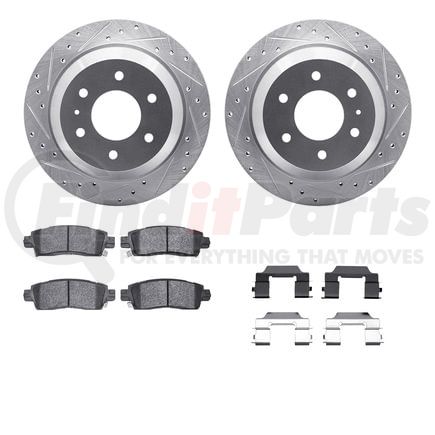 7212-48134 by DYNAMIC FRICTION COMPANY - Brake Rotor - Drilled & Slotted - Silver- HD Brake Pad - Hardware