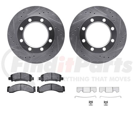 7212-48165 by DYNAMIC FRICTION COMPANY - Brake Rotor - Drilled & Slotted - Silver- HD Brake Pad - Hardware